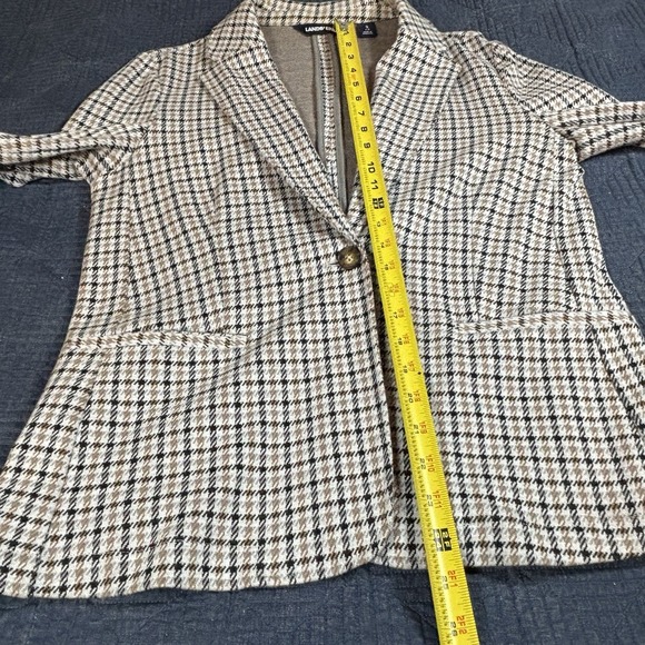 Lands' End Women's Small 6/8 Blazer Stretchy Brown, Cream & Black Plaid Preppy - Picture 9 of 15